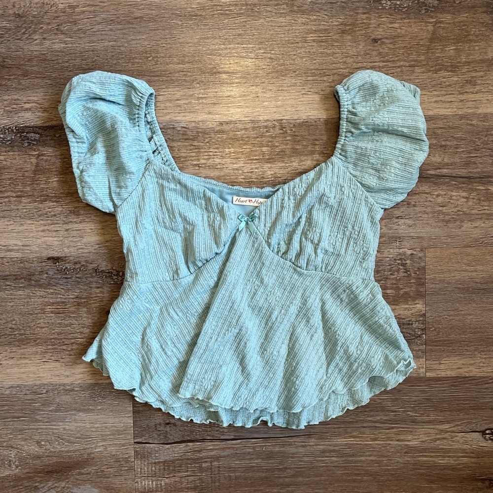 Blue babydoll crop top